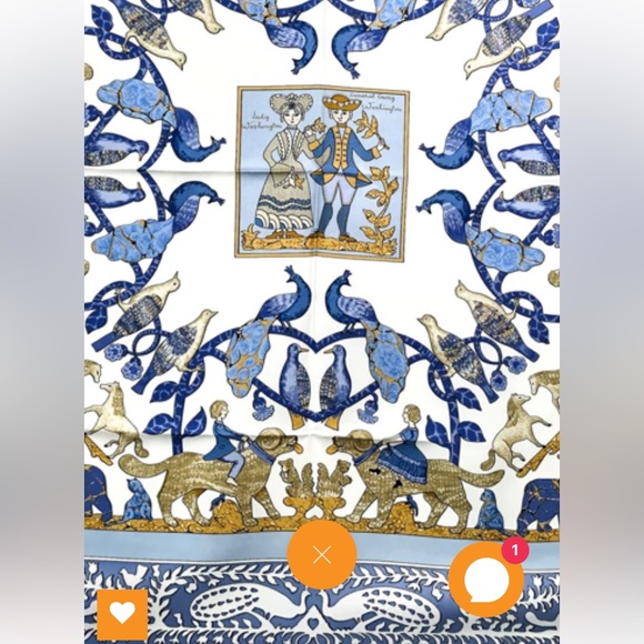 Hermes Vintage Blue Early America Silk Scarf Made In France - Picture 2 of 3